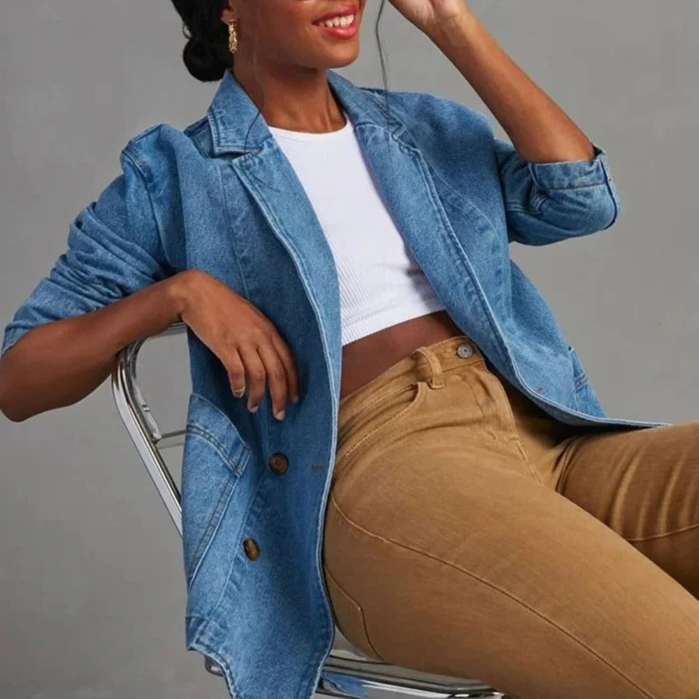 Casual and Stylish Denim Jacket For Women - in use