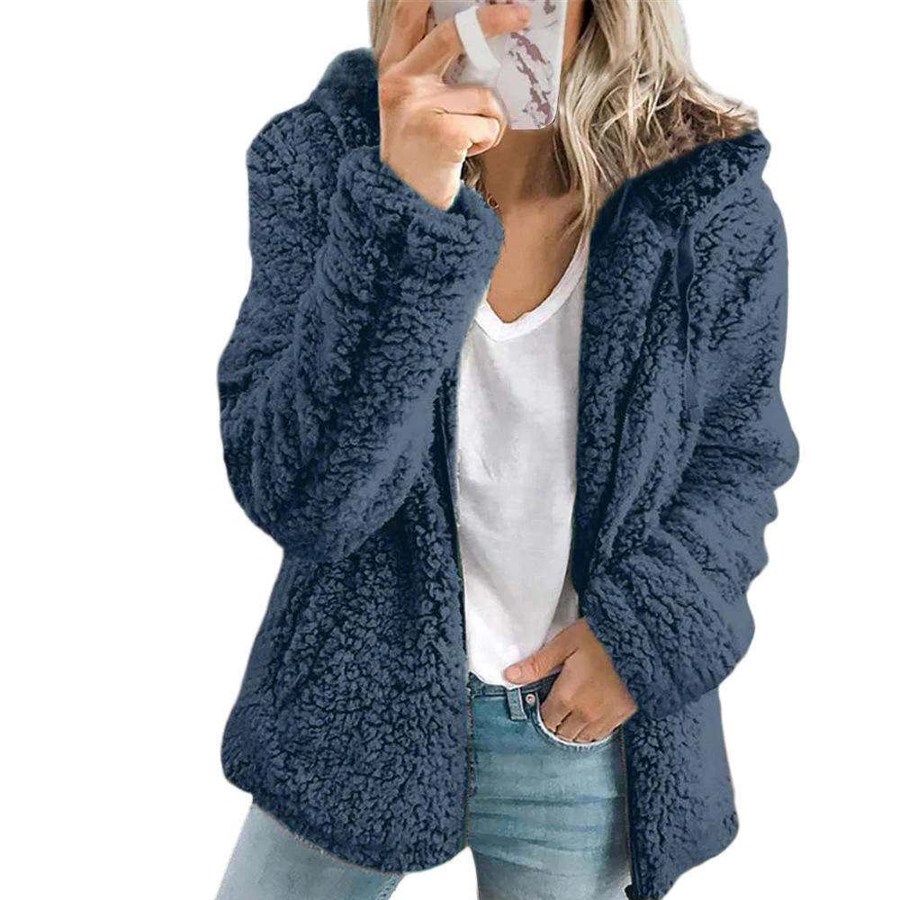 Elegant Bear Teddy Fur Coat: Soft Fleece Coat with Pockets and Zipper - alternate angle