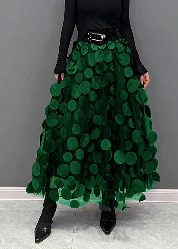 Chic Skirt Made Of Polka Dot and Tulle Patchwork - in use