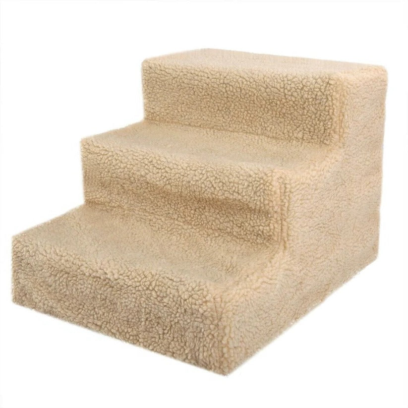 3 Step Portable Dog Stairs For Tall Bed - in use