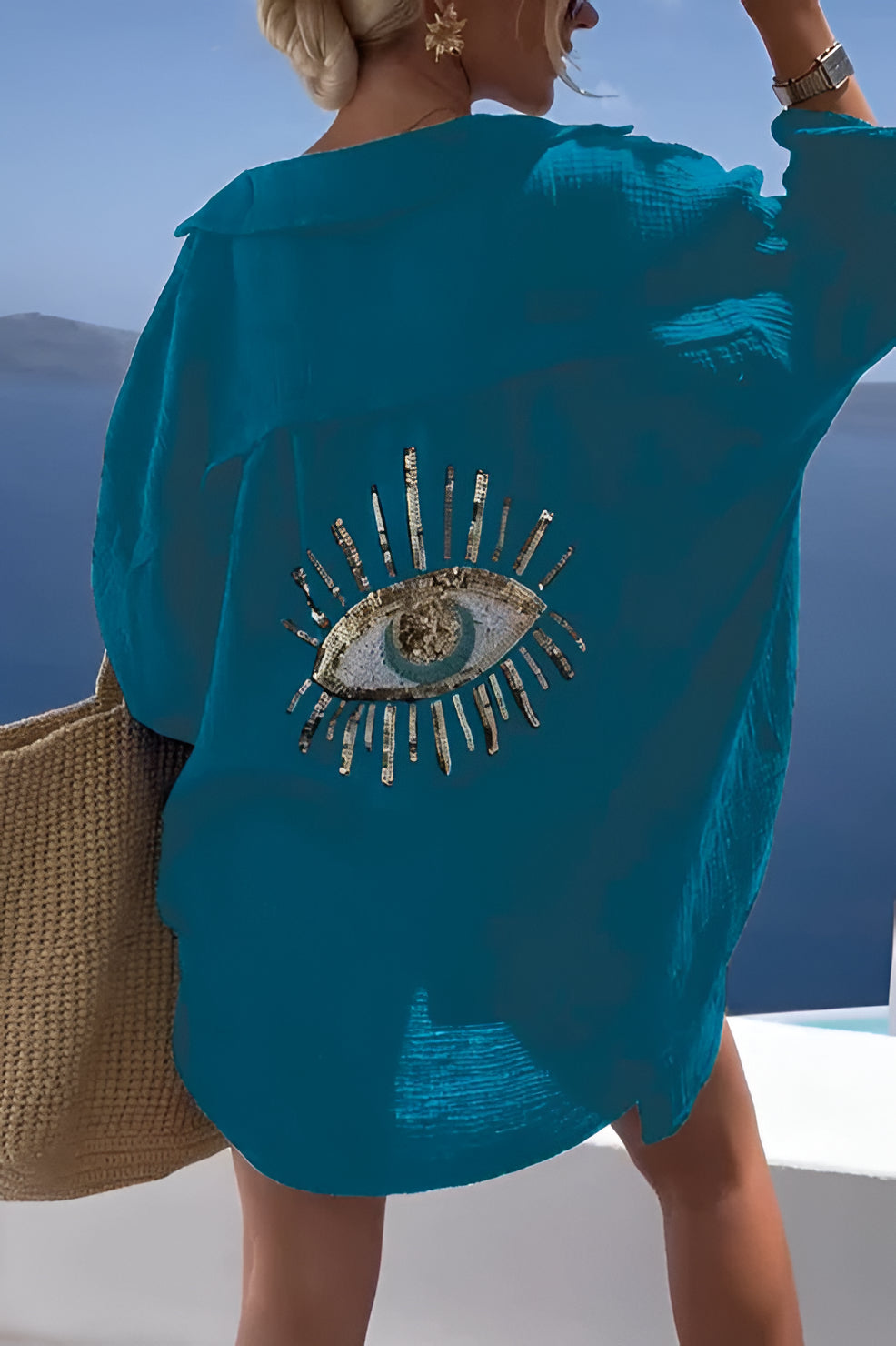 Evil Eye Shirt + Sequin Bead - in use