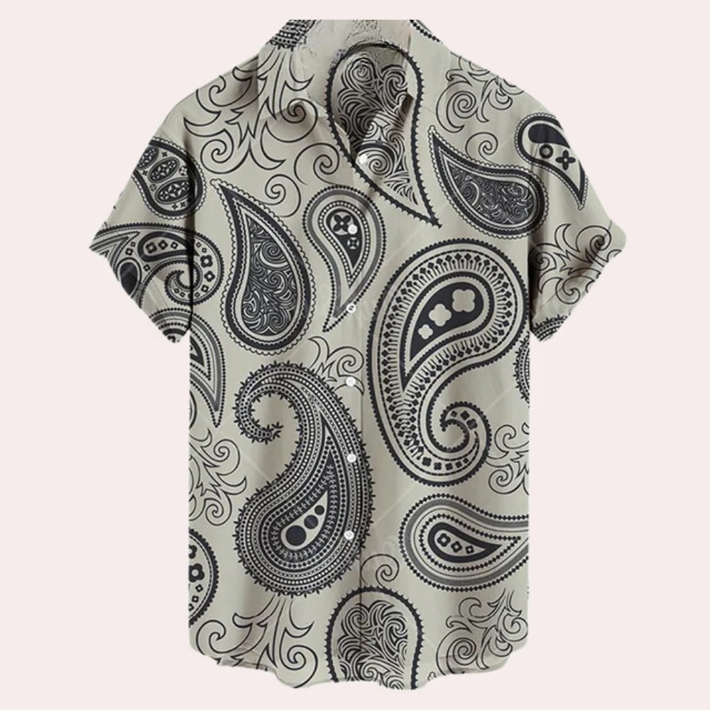 Comfortable Men's Shirt With Short Sleeves - in use