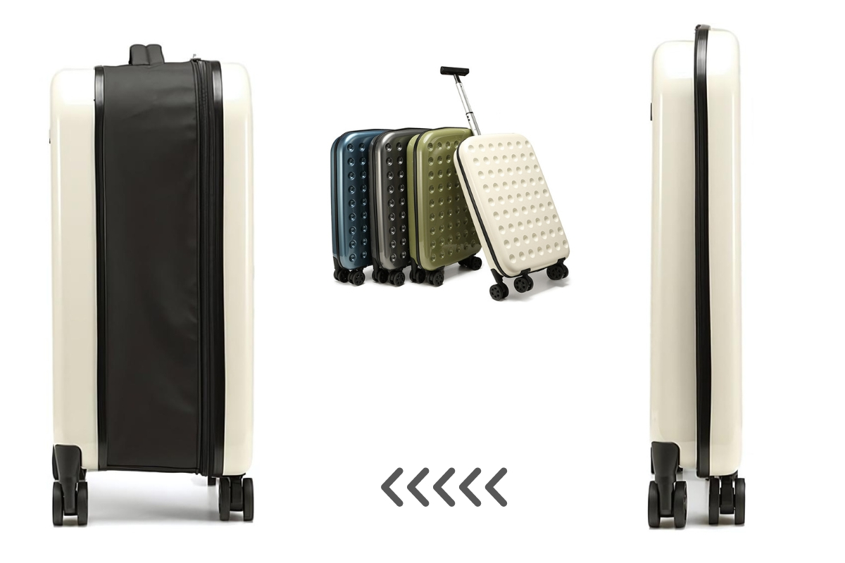 360 degrees Foldable 4-Wheel Checked Travel Suitcase - Large Capacity Luggage