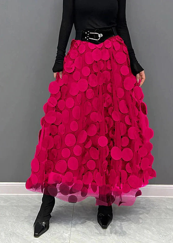 Chic Skirt Made Of Polka Dot and Tulle Patchwork - detail