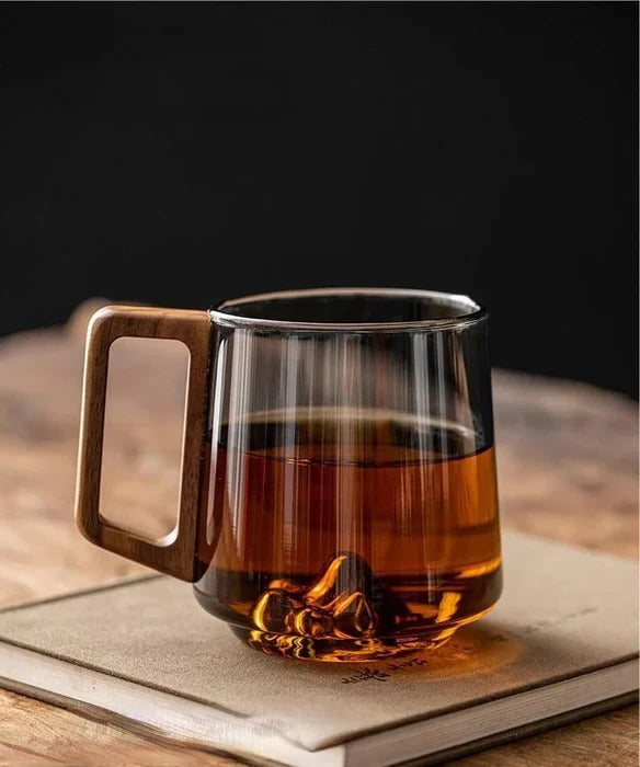 Elegant Glass Cup with Handle - in use