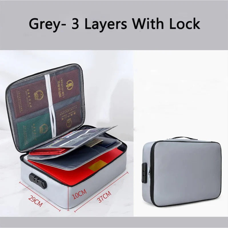 Document Organizer - Multi-Layer Safety Bag with Zipper for Cards, - alternate angle