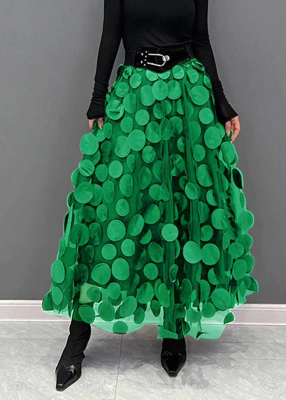 Chic Skirt Made Of Polka Dot and Tulle Patchwork - alternate angle