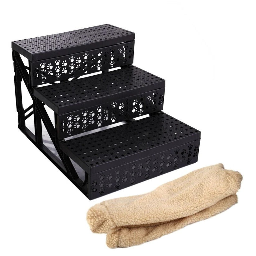 3 Step Portable Dog Stairs For Tall Bed - alternate angle