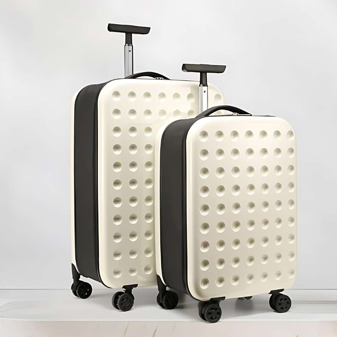 360 degrees Foldable 4-Wheel Checked Travel Suitcase - Large Capacity Luggage - alternate angle