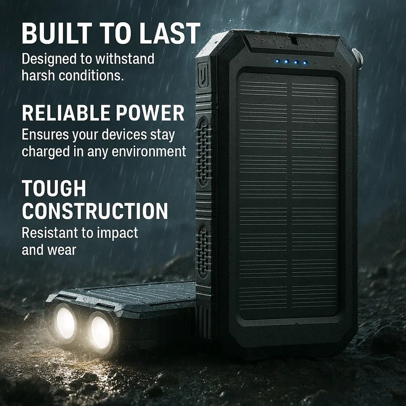 Portable Solar Power Bank with Dual USB Ports & LED Flashlight - detail