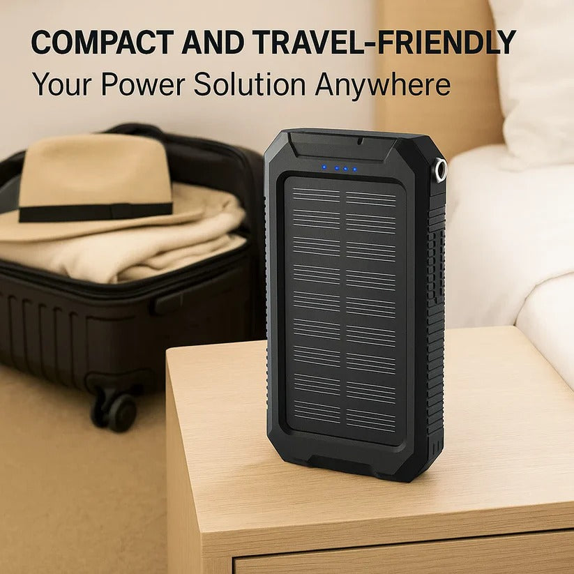Portable Solar Power Bank with Dual USB Ports & LED Flashlight - detail