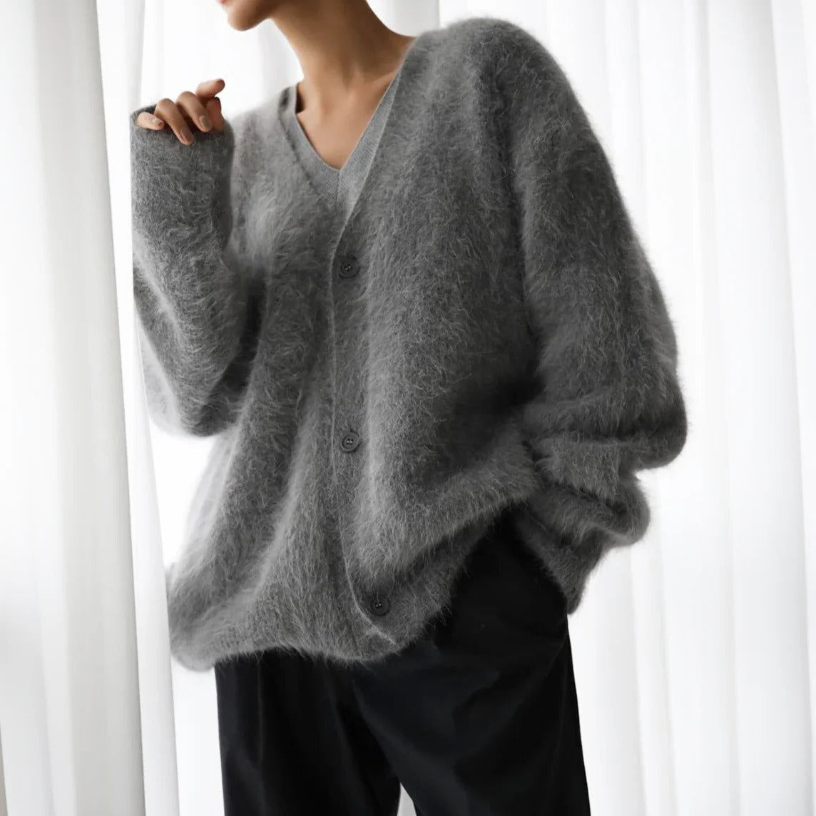 Women's Pure Cashmere Sweater - in use
