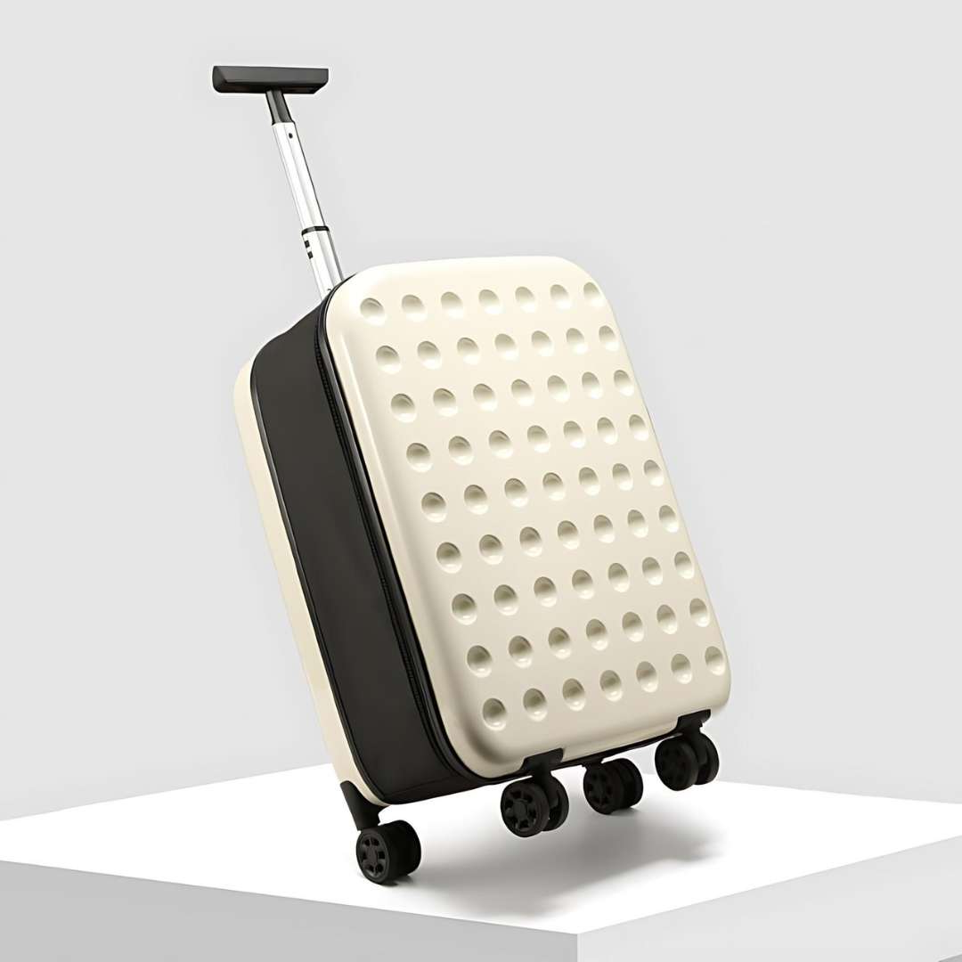360 degrees Foldable 4-Wheel Checked Travel Suitcase - Large Capacity Luggage - detail