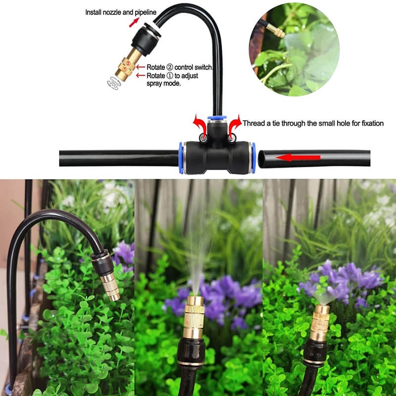 Drip Irrigation Kit with 360 degree Flexible Hose - in use