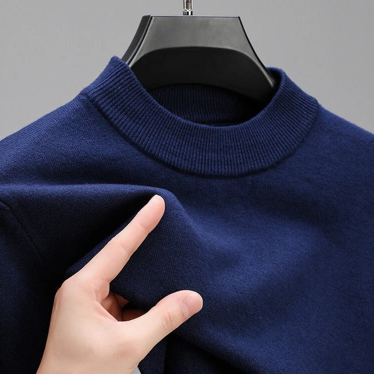High-Quality Men's Cashmere Sweater With Elegant Hem - detail