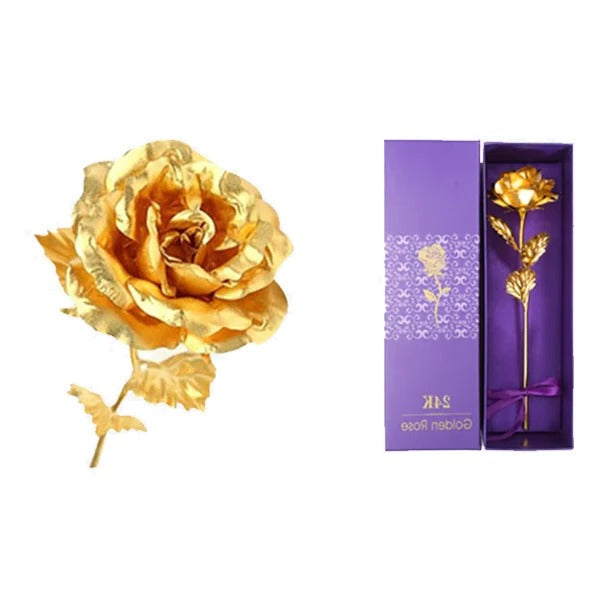 24K Gold Dipped Real Rose with Gift Box - alternate angle