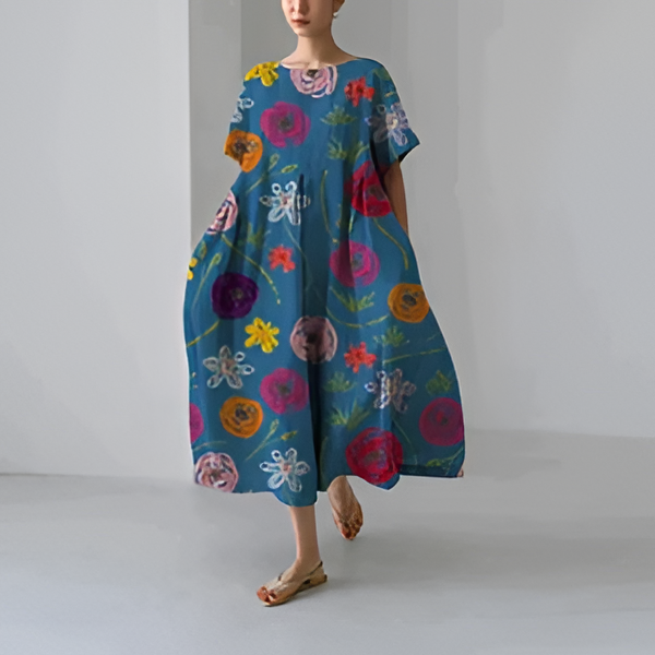 Casual and elegant dress with flora print - detail
