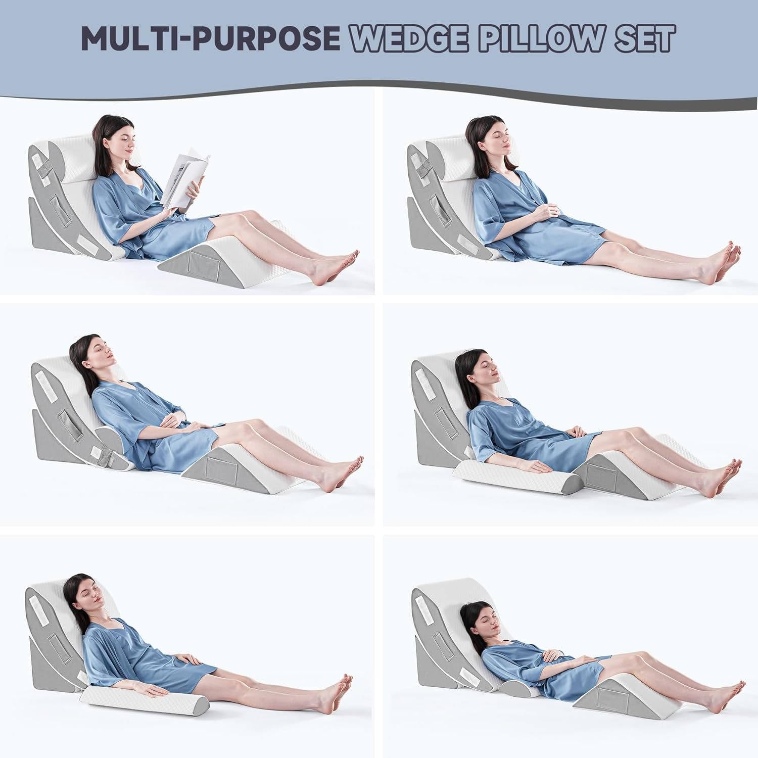 4Pcs Orthopedic Bed Wedge Pillow Set - in use