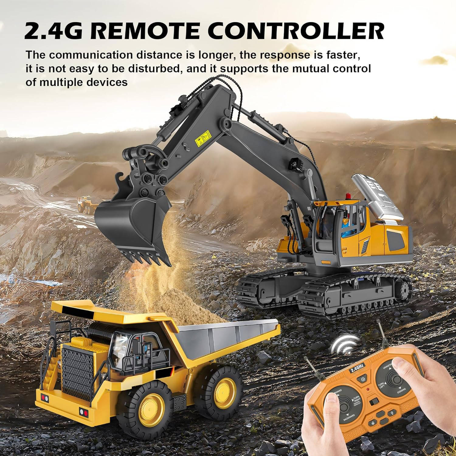 4WD Remote Control Excavator Bulldozer Dump - alternate angle