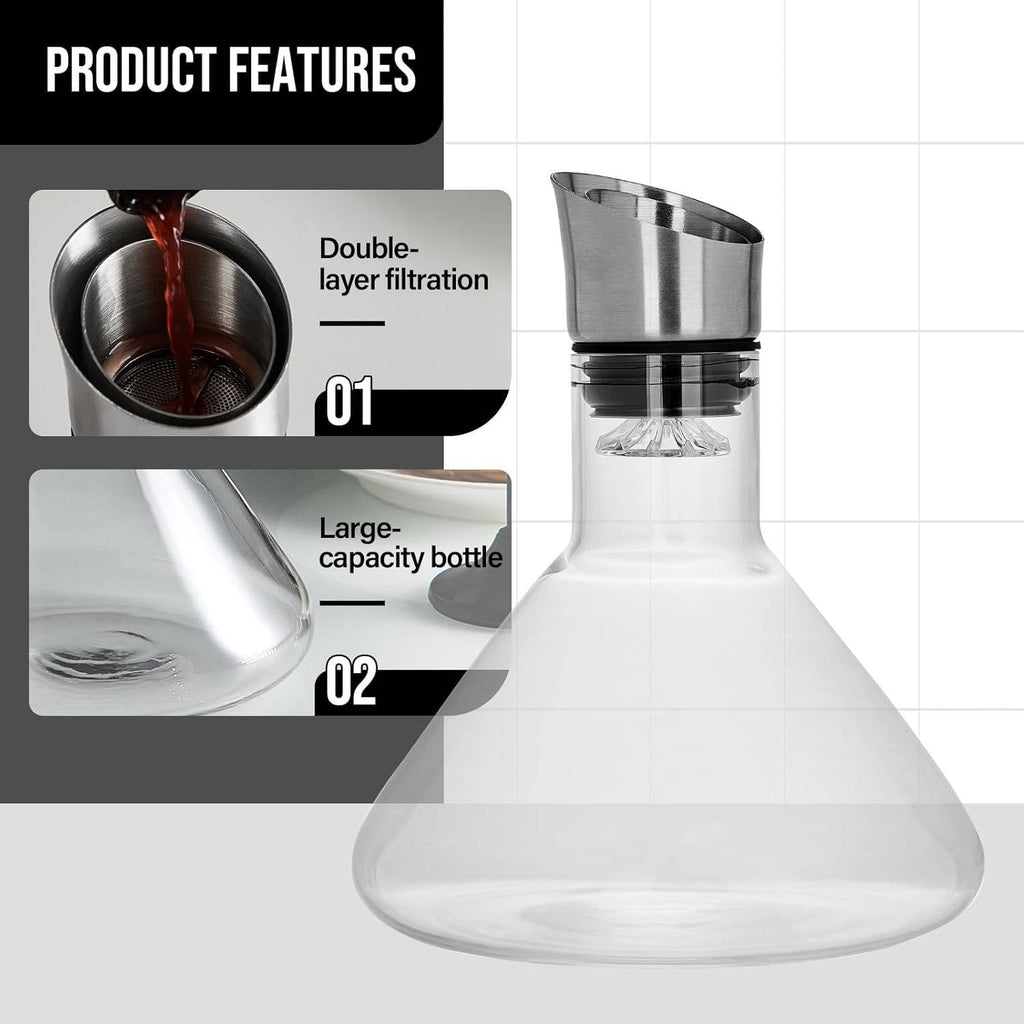 Crystal Glass Wine Decanter Aerator Carafe - detail