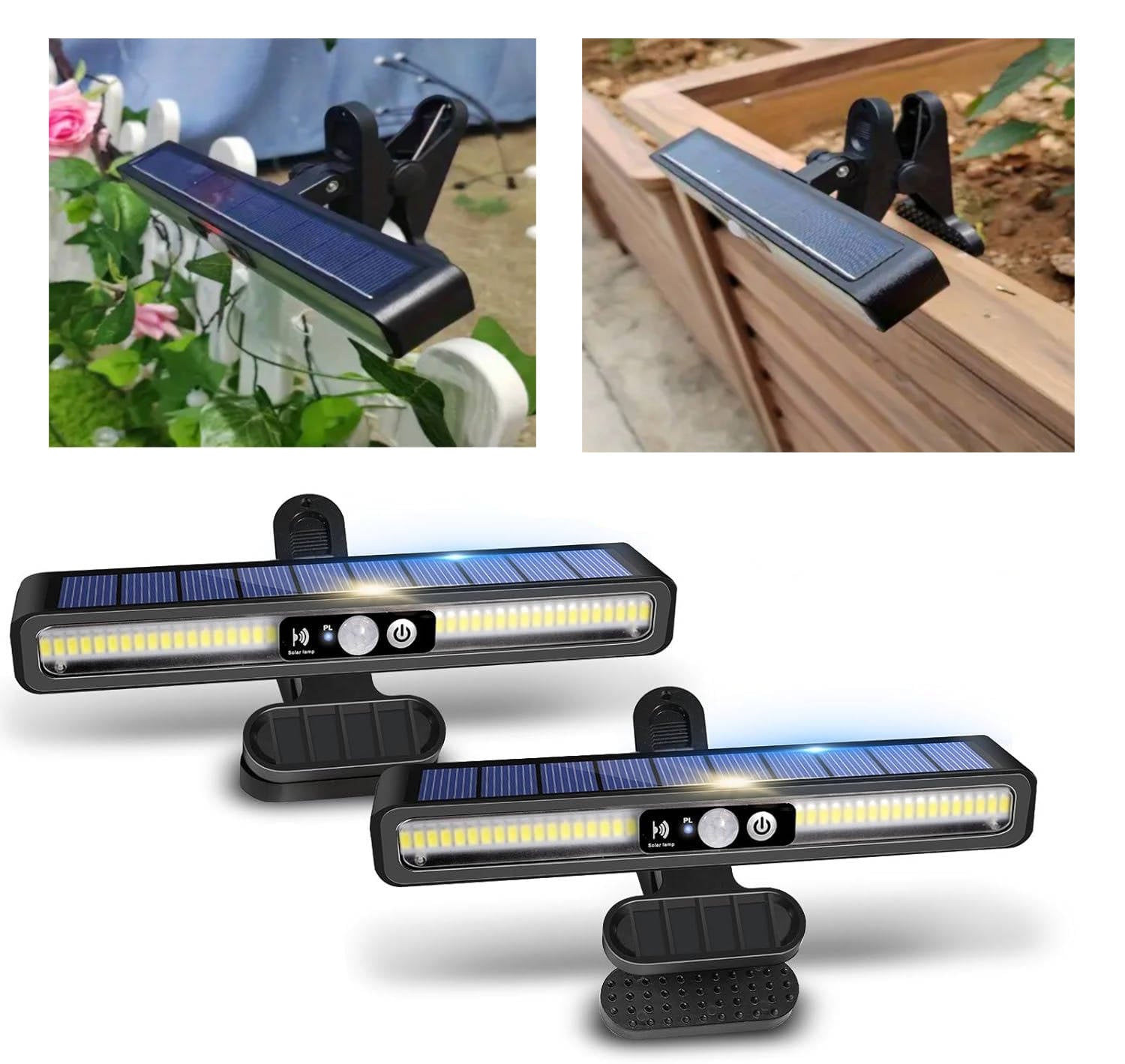 Solar Motion-Activated Fence Lights (2 Pack)