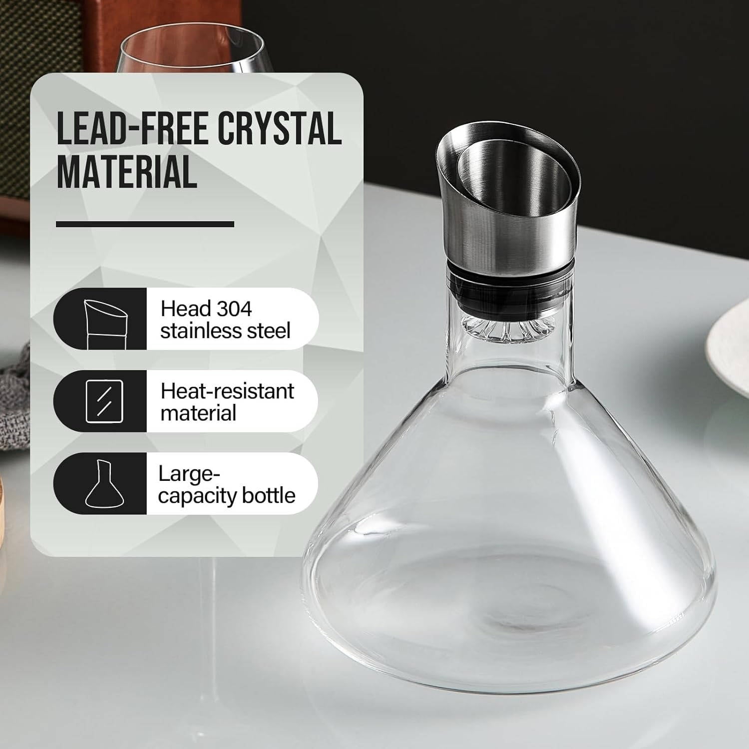 Crystal Glass Wine Decanter Aerator Carafe - in use