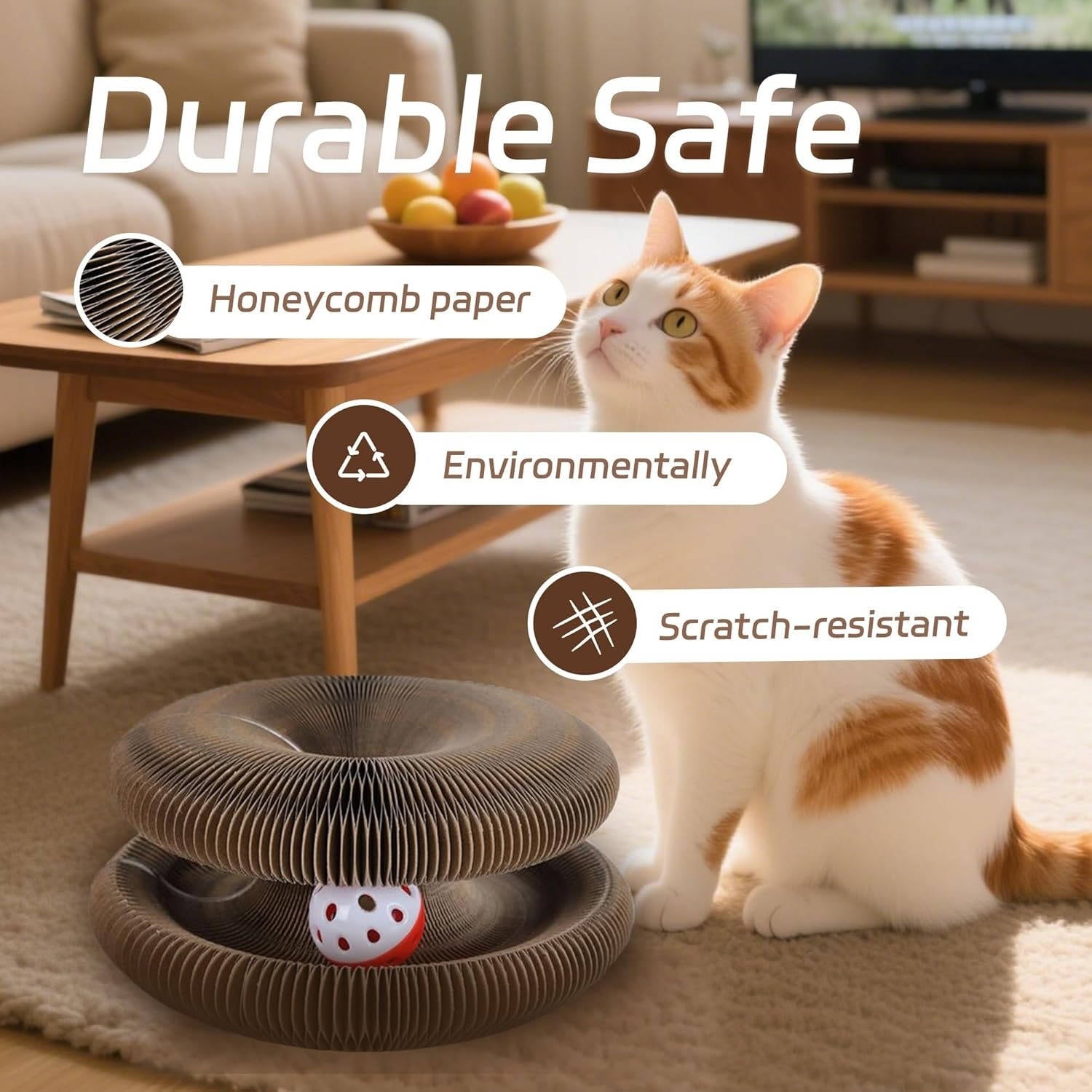 Cat Scratcher with Ball Track - in use