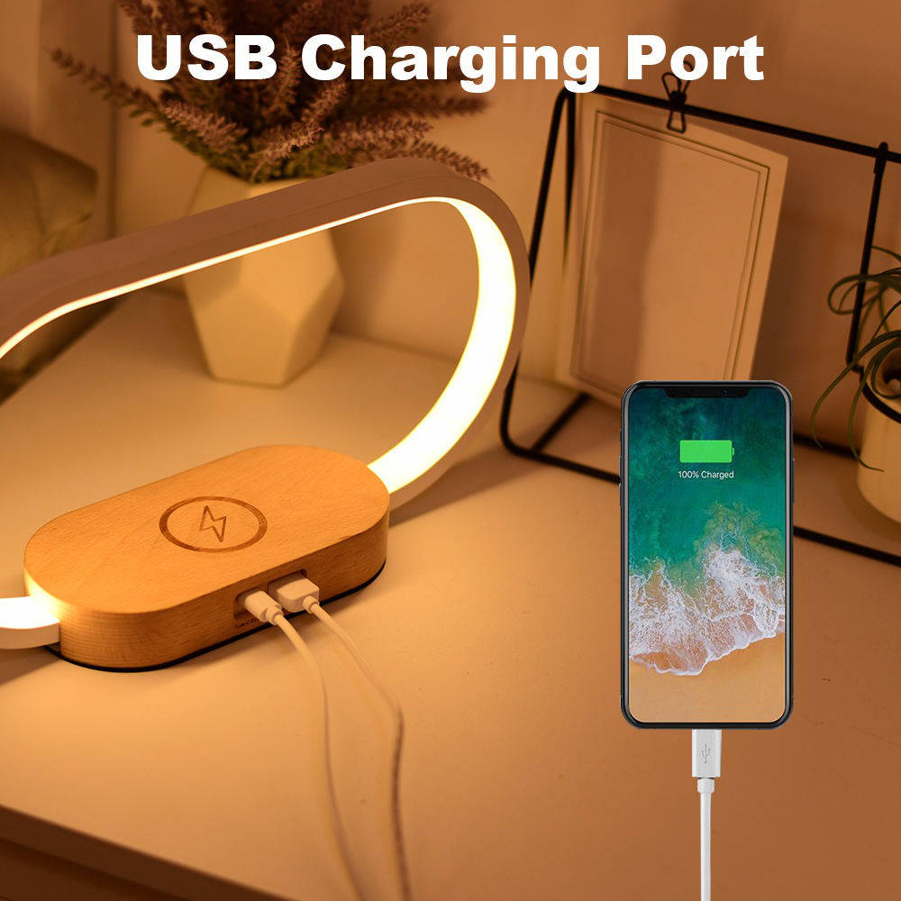 Alarm Clock with Wireless Charging and Night Light - in use