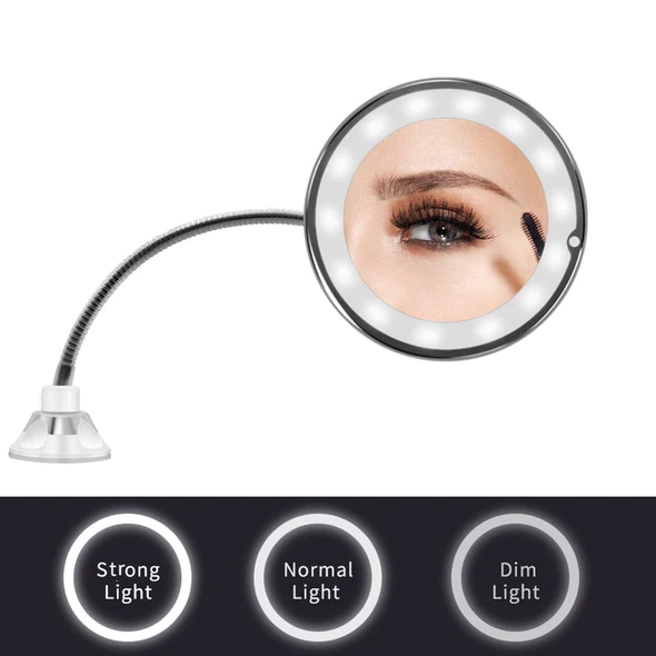 10X Magnifying Flexible Gooseneck LED Makeup Mirror - in use