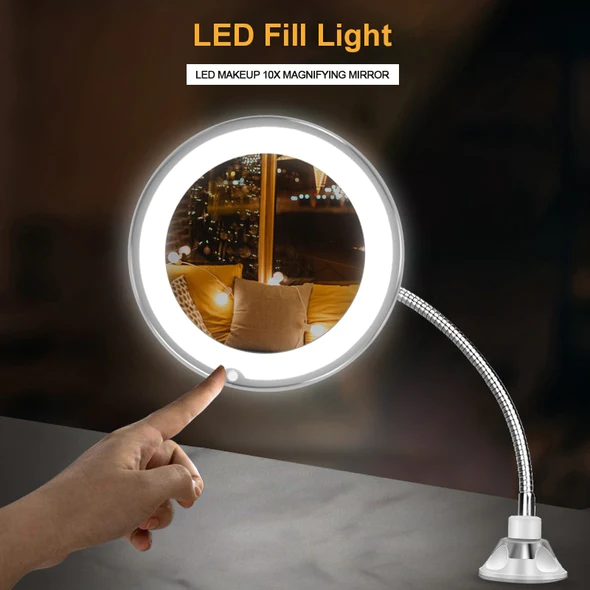 10X Magnifying Flexible Gooseneck LED Makeup Mirror - detail