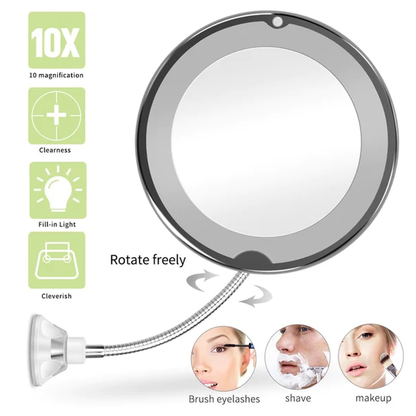 10X Magnifying Flexible Gooseneck LED Makeup Mirror - detail