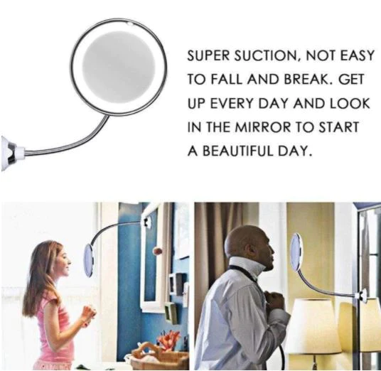 10X Magnifying Flexible Gooseneck LED Makeup Mirror
