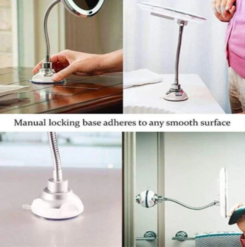 10X Magnifying Flexible Gooseneck LED Makeup Mirror