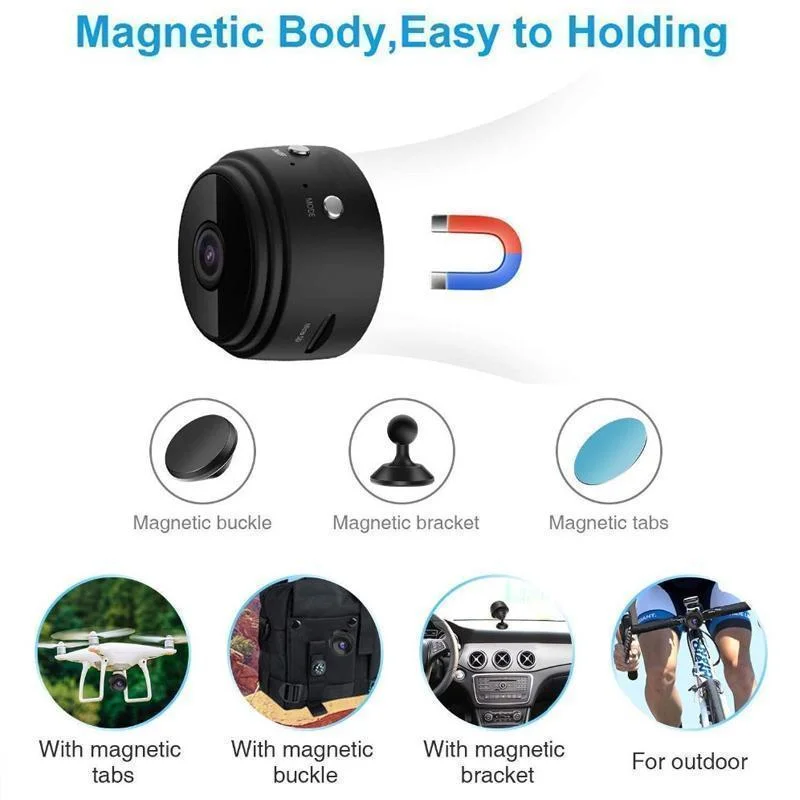 Magnetic WiFi Mini Security Camera - 1080p HD - in use