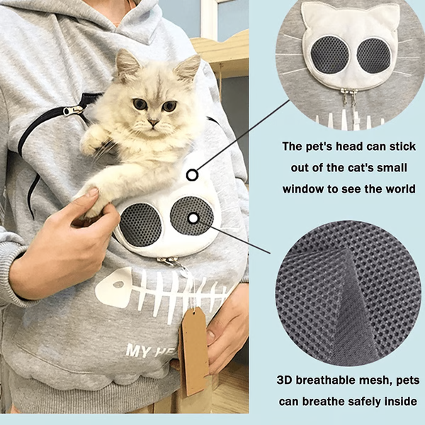 Cat Lover Hoodie Cuddle Pouch - Perfect Pet Gift - alternate angle