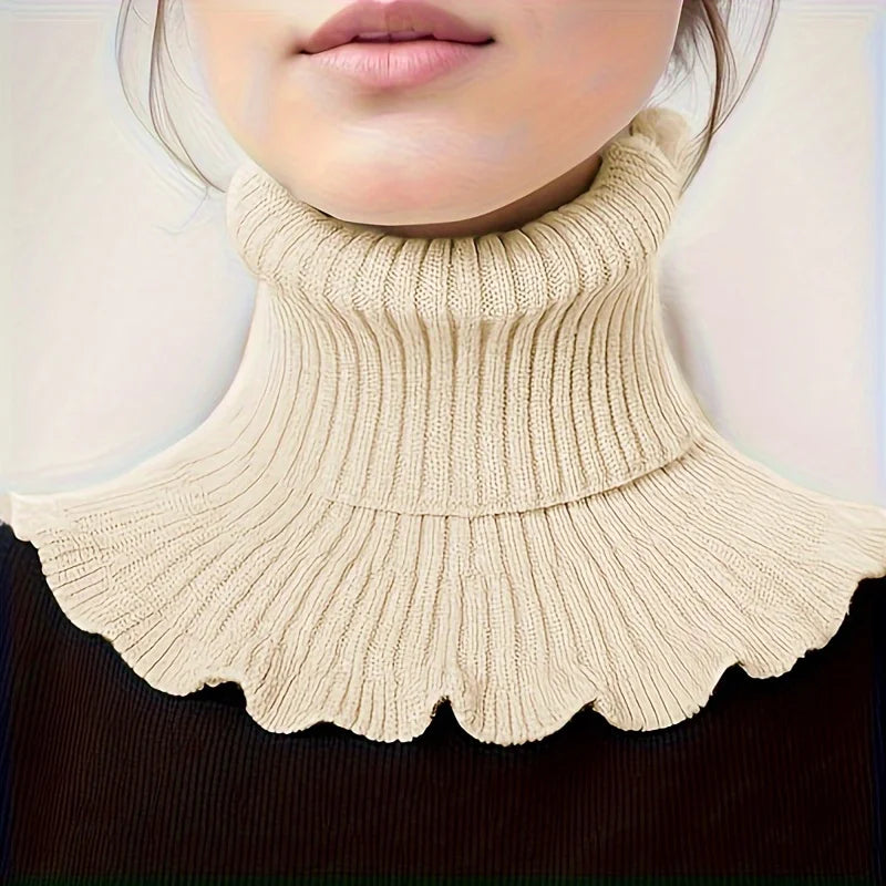 Elegant Knitted Turtleneck Neck Scarf for Women - detail