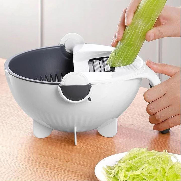 7-in-1 Vegetable Chopper and Slicer with Interchangeable Blades, - in use