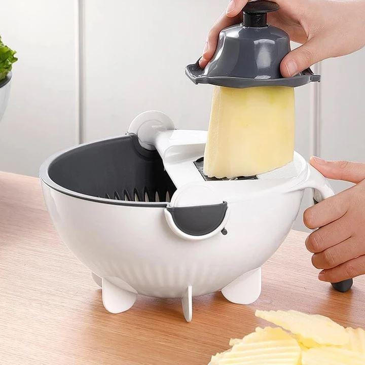 7-in-1 Vegetable Chopper and Slicer with Interchangeable Blades, - alternate angle