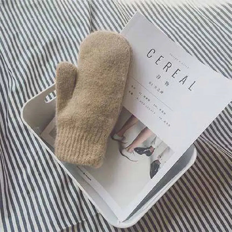 Cashmere Knit Mittens Winter for Women - detail