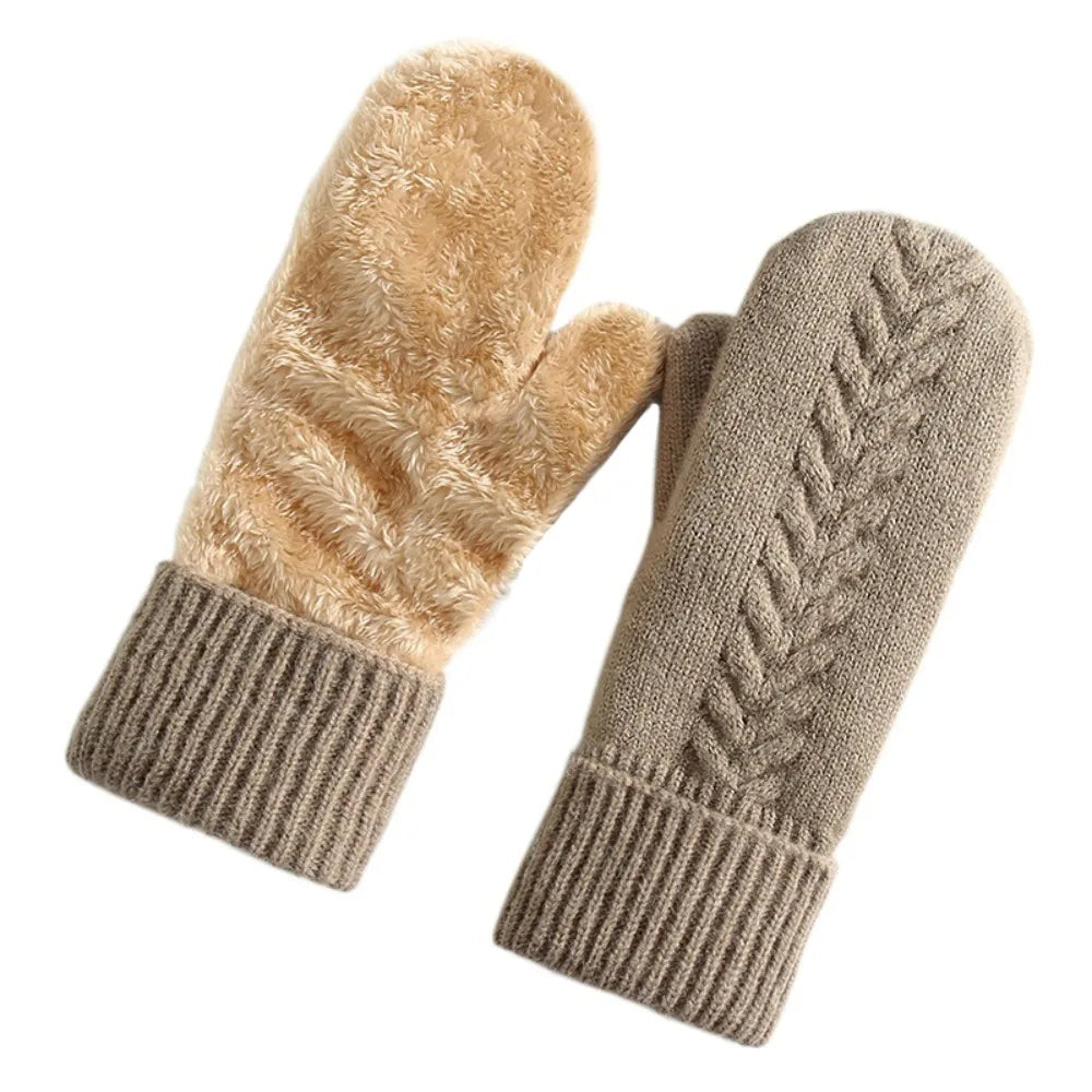 Double Layer Fleece Lined Winter Mittens - alternate angle