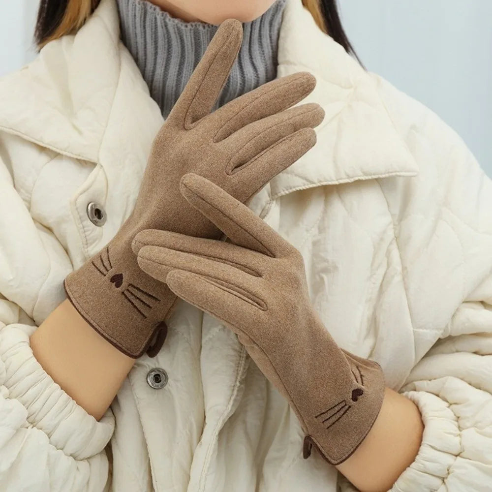 Cat Touchscreen Winter Gloves for Women - detail