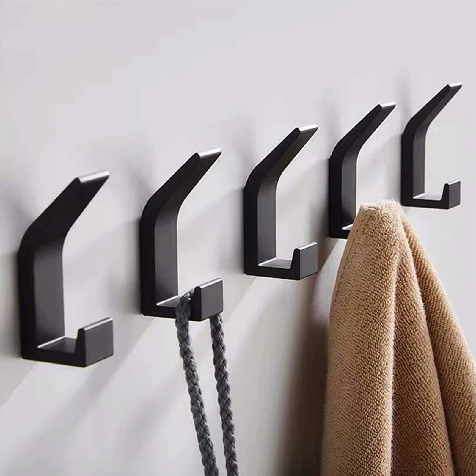 5-Pack Self-Adhesive Wall Hooks for Coats | 12 lb Capacity, No-Drill - detail