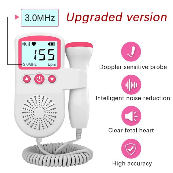 Fetal Doppler Heart Rate Monitor Home Pregnancy Baby Fetal