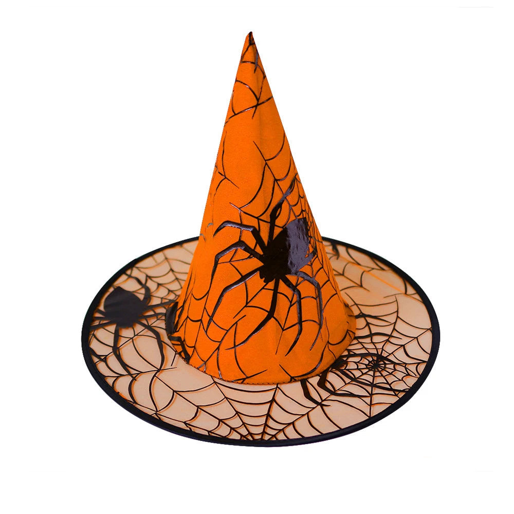 Colorful Spider Web Witch Hat Halloween Costume - alternate angle