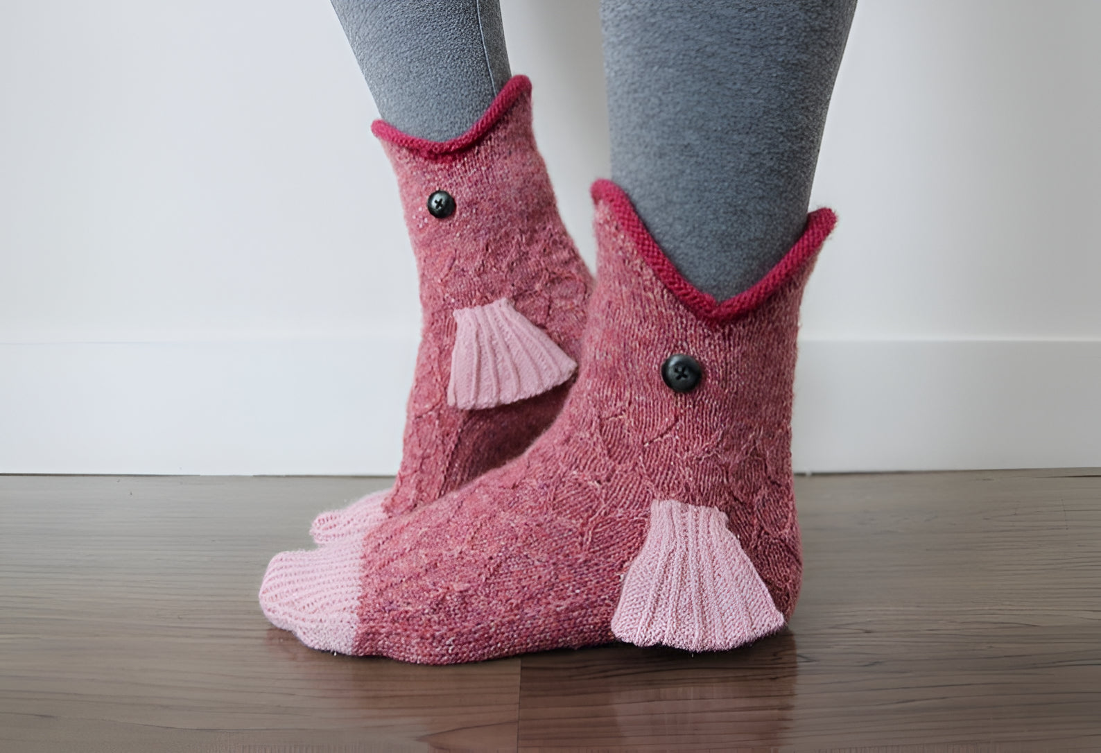 3D Knitted Crocodile Socks - Fun Novelty Crew Socks for Gifting - in use