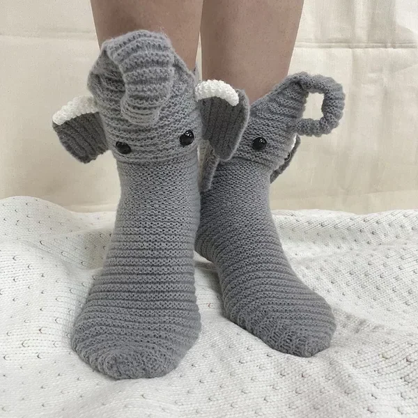 3D Knitted Crocodile Socks - Fun Novelty Crew Socks for Gifting - alternate angle