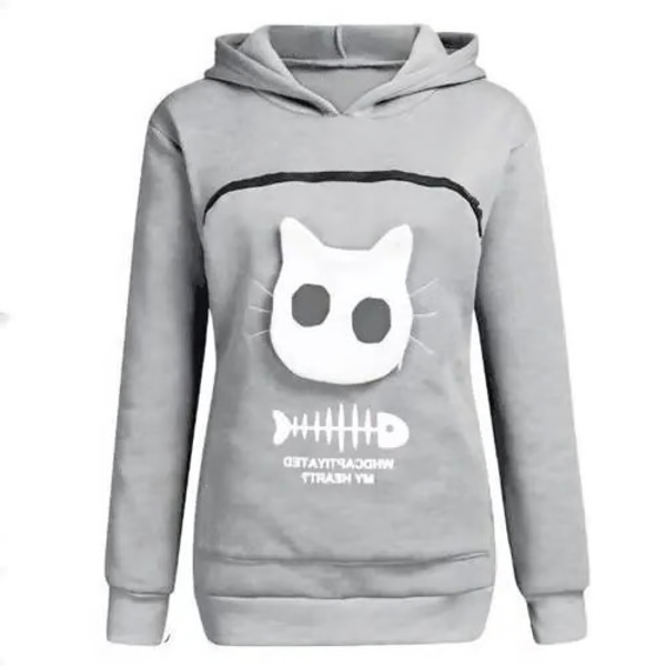 Cat Lover Hoodie Cuddle Pouch - Perfect Pet Gift - detail