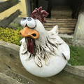 Funny Chicken Fence Decor - Resin Garden Statues - alternate angle