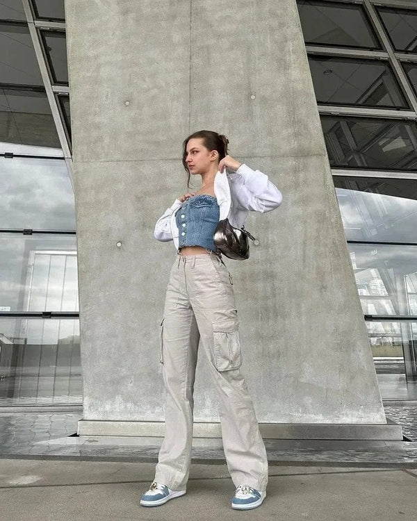 Adjustable Straight Fit Cargo Pants - in use