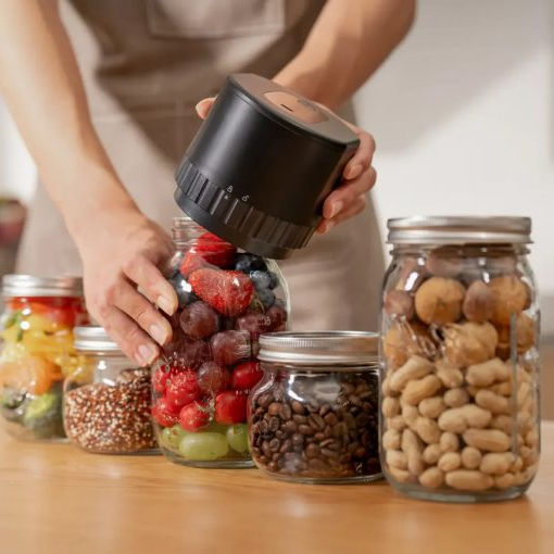 Electric Mason Jar Vacuum Sealer Kit | Cordless & Efficient Vacuum - in use